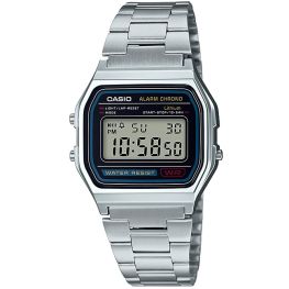 Retro Unisex Silver Digital Wrist Watch, A158WA-1Q