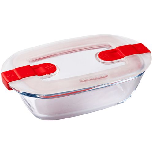 Cook & Heat Square glass food container with patented microwave