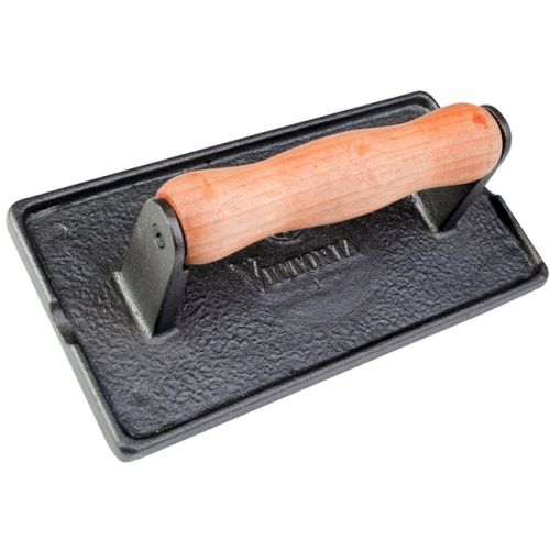Victoria Cast Iron Bacon Press / Meat Weight with Wood Handle