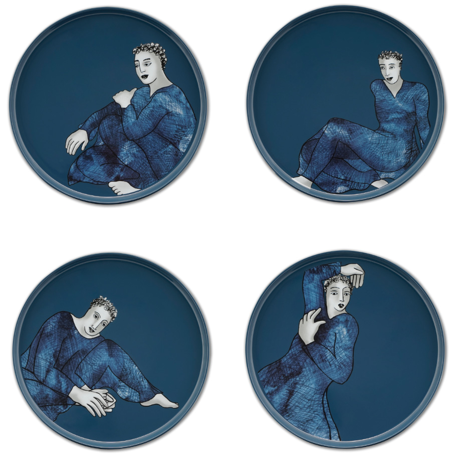 Indigo Blues Side Plates, Set Of 4