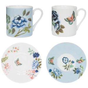 Porcelaine De Chine Espresso Cup & Saucer, Set Of 2