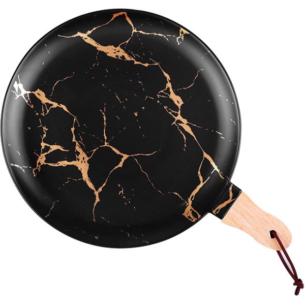 Kintsugi Round Platter With Wooden Handle - Image 2