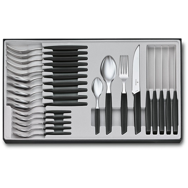 Swiss Modern Cutlery Set With Pointed Knives, 24pc