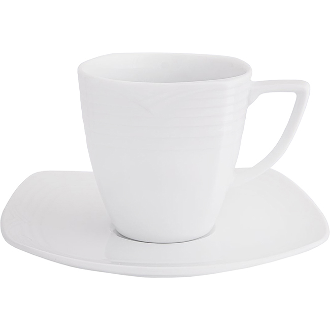 Arctic White Square Espresso Cup & Saucer, 70ml