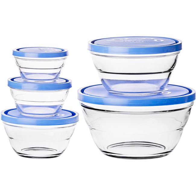 Lambada Round Glass Bowl Storage Set, Set Of 5 - Binuns