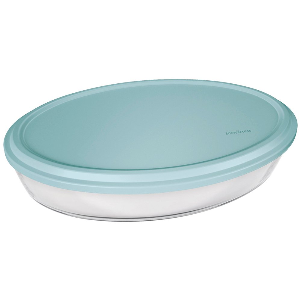 Glass Oval Roasting Dish With Plastic Lid, 3.2L