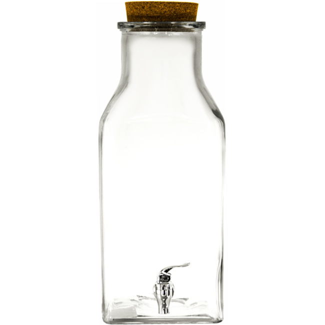 Square Beverage Dispenser With Cork Lid, 8L