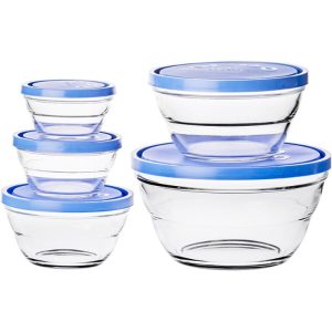 Lambada Round Glass Bowl Storage Set, Set Of 5