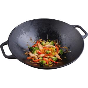 Enamelled Cast Iron Wok with Handles, 36cm