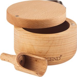 Premium Beechwood Salt Cellar And Spoon