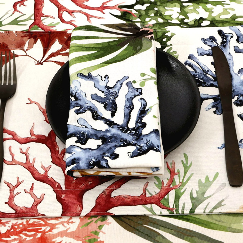 Coral Square Tablecloth, 4 Seater - Image 3