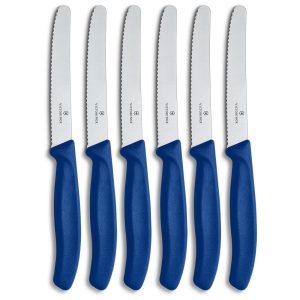 Swiss Classic Blue Rounded Knife Set, Set Of 6