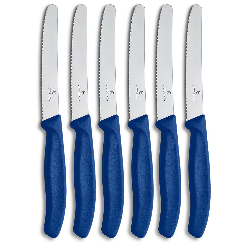 Swiss Classic Blue Rounded Knife Set, Set Of 6
