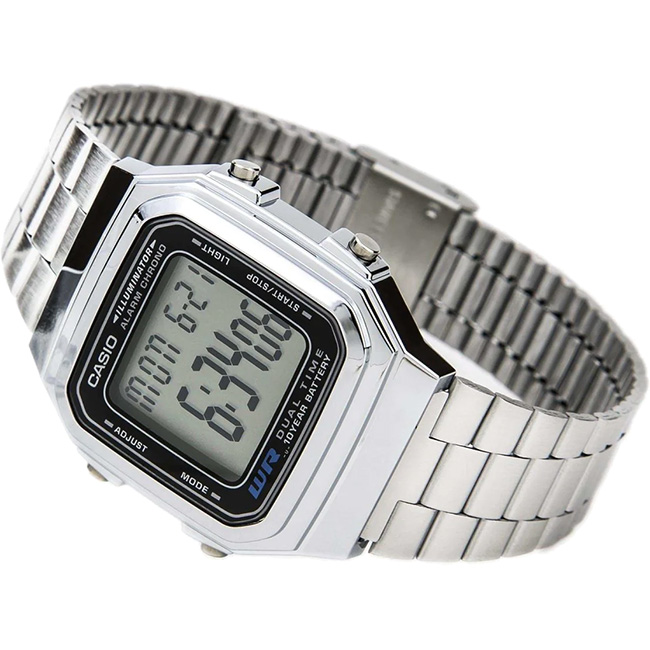 Retro Men's Illuminator Silver Digital Wrist Watch, A178WA-1AUDF - Image 2