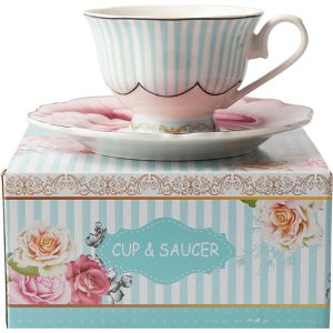 Wavy Rose Cup & Saucer, Gift Boxed