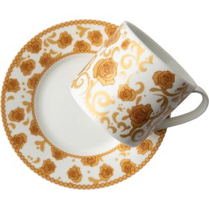 Mica Gold Cappuccino Cup & Saucer, Set Of 2