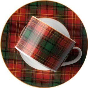 Red Tartan Cup & Saucer
