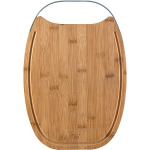 Bamboo Cutting Board With Stainless Steel Handle, 34cm