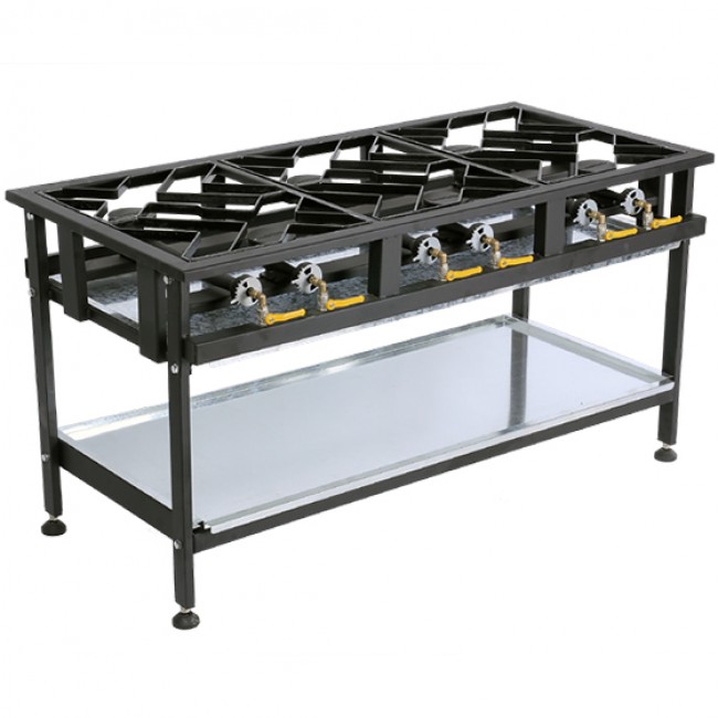 6 Burner Gas Boiling Table, Staggered - Image 2
