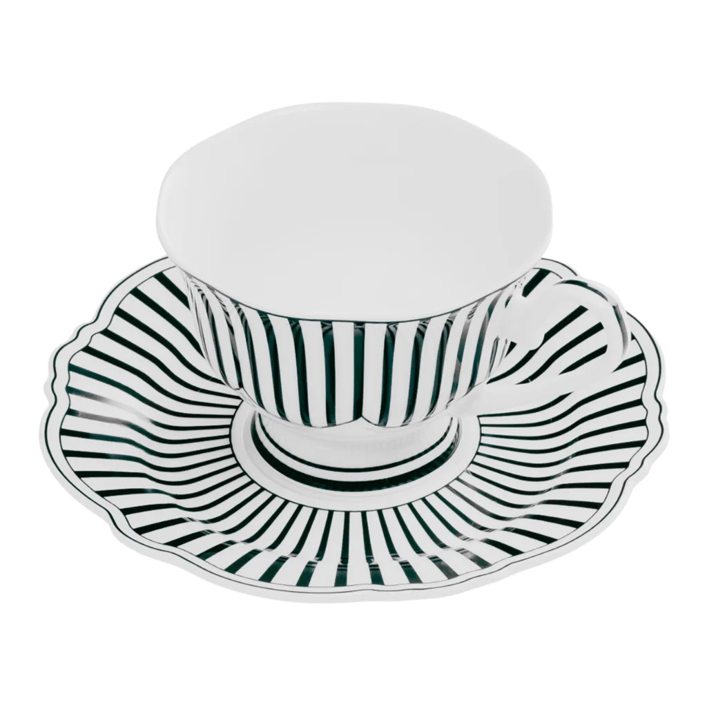 Ivory Noir Cups & Saucers, Set of 4 - Image 2