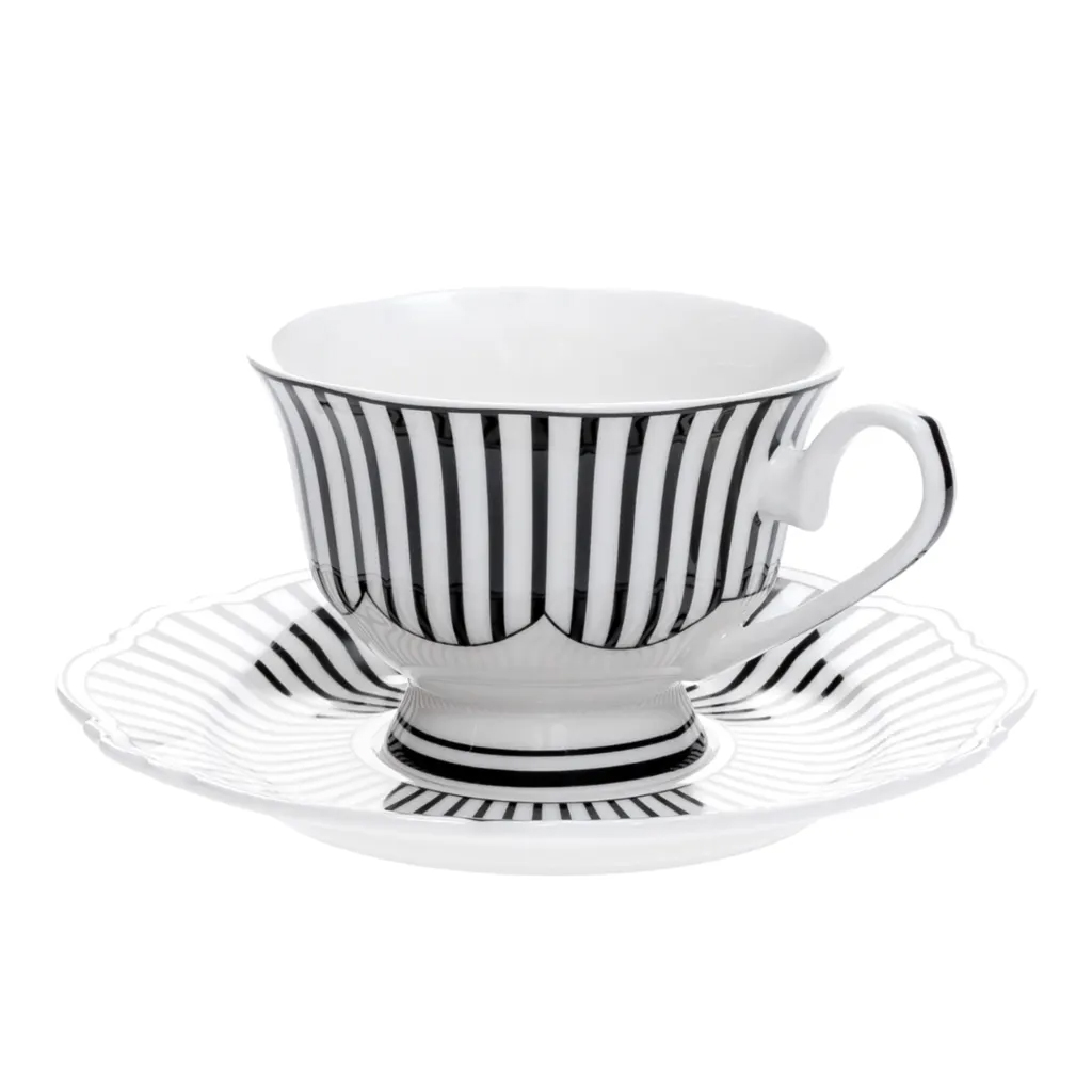 Ivory Noir Cups & Saucers, Set of 4 - Image 3