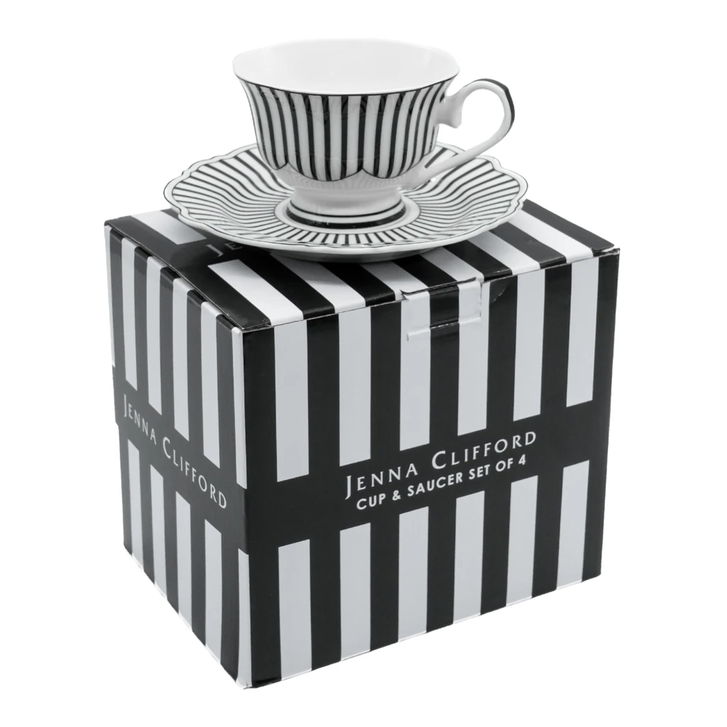 Ivory Noir Cups & Saucers, Set of 4 - Image 4