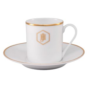 Gold Rimmed Espresso Cup and Saucer, 100ml