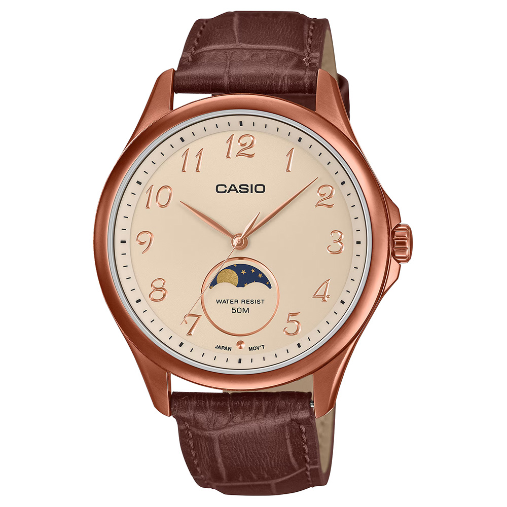 Standard Men's 50m Analogue Moon Phase Wrist Watch, MTP-M110RL