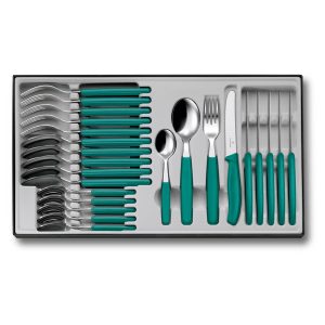 Swiss Classic Cutlery Set, Kale Green, 24pc