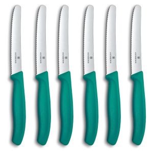 Swiss Classic Kale Green Rounded Steak Knife Set, Set Of 6