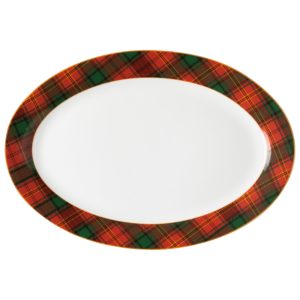 Red Tartan Oval Platter, 35.5cm