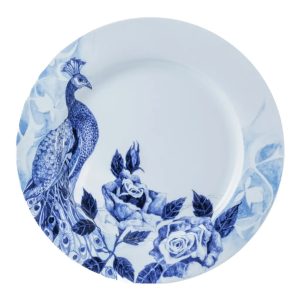 Peacock Sapphire Garden Dinner Plates, Set of 4