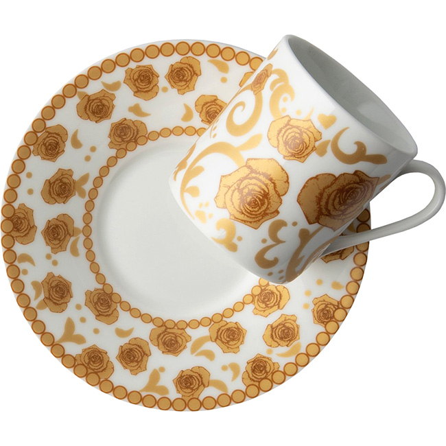 Mica Gold Espresso Cup & Saucer, Set Of 2