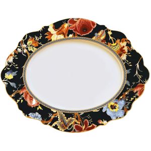 Midnight Bloom Oval Platter, 35cm