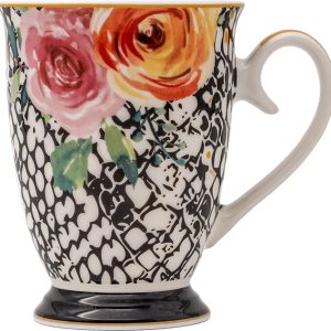 Peach Rose & Lace Footed Mug