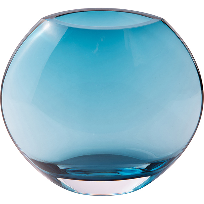 Turquoise Round Glass Vase, 21cm